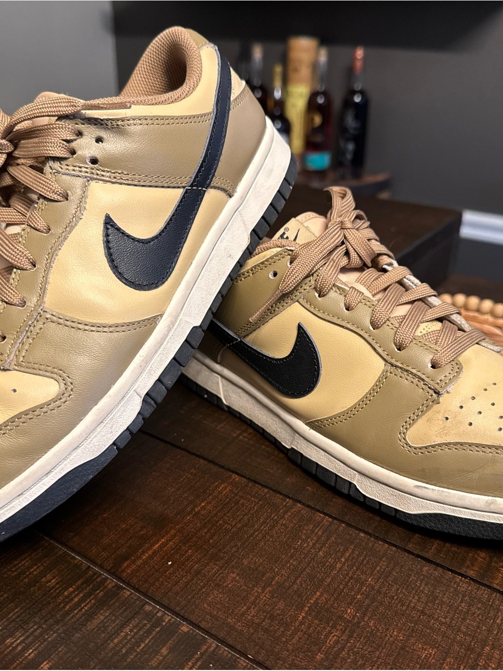 Nike Dunks (Tan and Black Low-Top Sneakers)